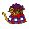Checkered with flowers inside teapot